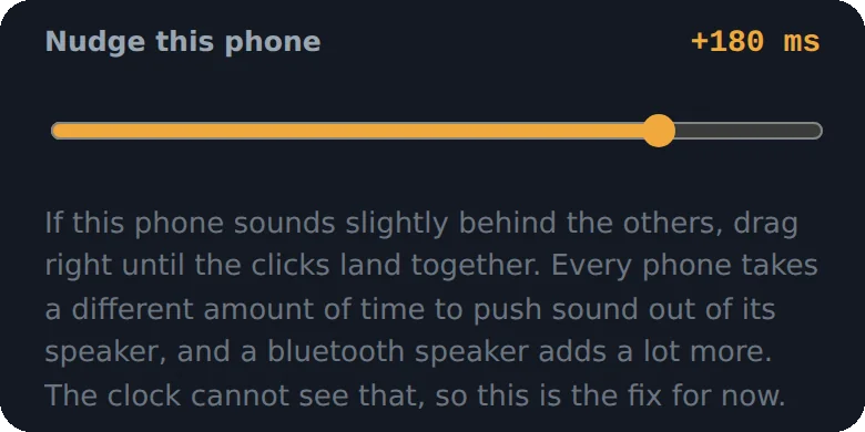 The Nudge this phone slider set to plus 180 milliseconds